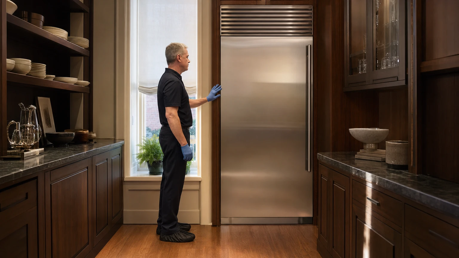 Built-in refrigerator diagnostic visit in the service area